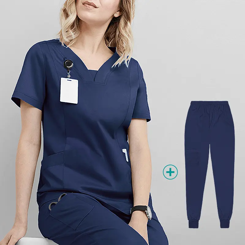 Women's Scrub Set Top with Classic V-Neck & Yoga JoggerPants Medical Nursing Uniform Set Womenswear Workwear Clothes Comfort Basic Minimalist Shortsleeve Vneck