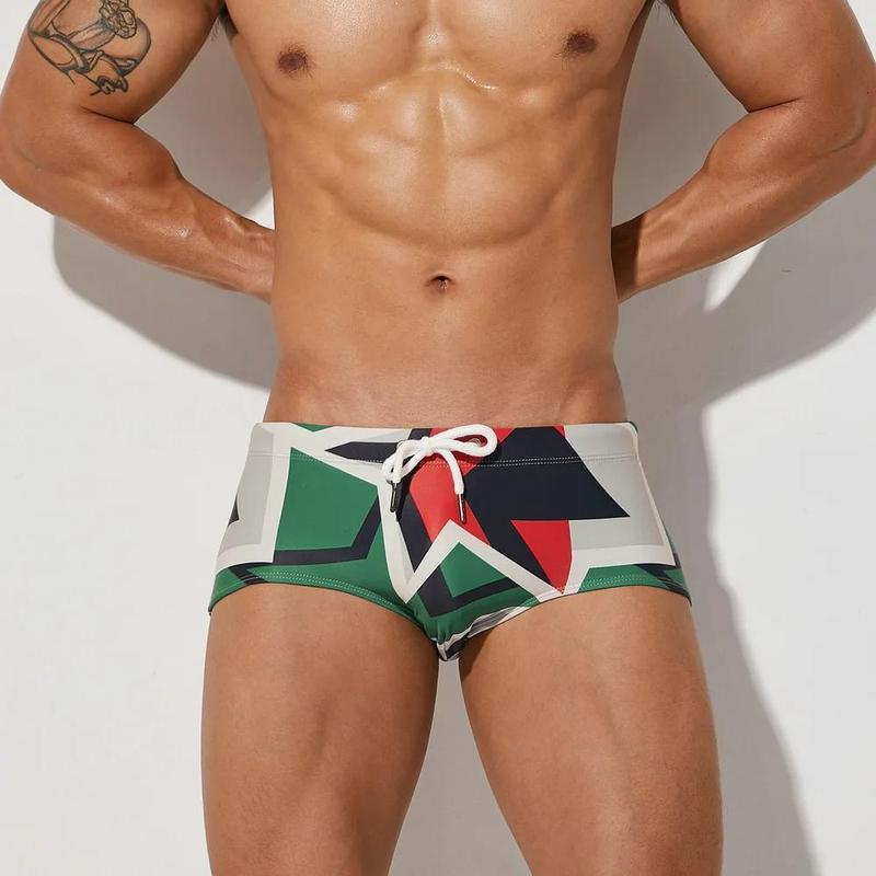 Men's Swimming Trunk Summer Leisure Vacation Beach Swim Pants Contrasting Color Board Shorts Elasticity Comfy Quick Dry Swimsuit 1
