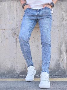 Men's Solid Color Skinny Jeans, Casual Comfy Pants for Daily Wear, Fashion Men's Bottoms for All Seasons, Cotton