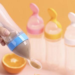Cute Baby Food Squeeze Feeder, Natural Silicone Baby Milk Bottle, Baby Food Feeding Bottle, Newborn Baby Care Utensils, Baby Care Baby Shower Products, Baby Essentials Squeezer Pacifier for Boys & Girls