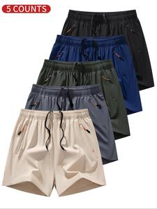 Men's Solid Color Shorts, Casual Comfy Quick Drying Baggy Shorts for Daily Outdoor Wear, Men's Bottoms for All Seasons