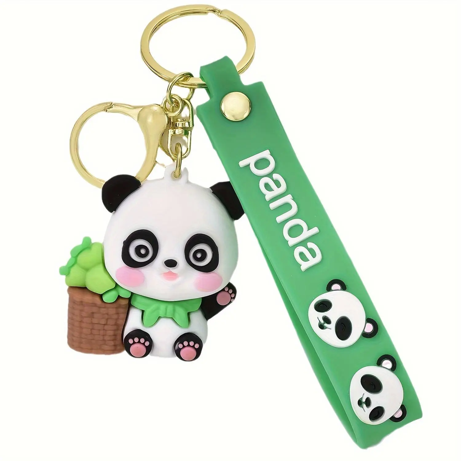 1pc Cartoon Panda Silicone Keychain, Cute Animal Theme Charm for Keys, Backpack, Car - Novelty Women's Accessory, Christmas Gift, Round Ring Clasp