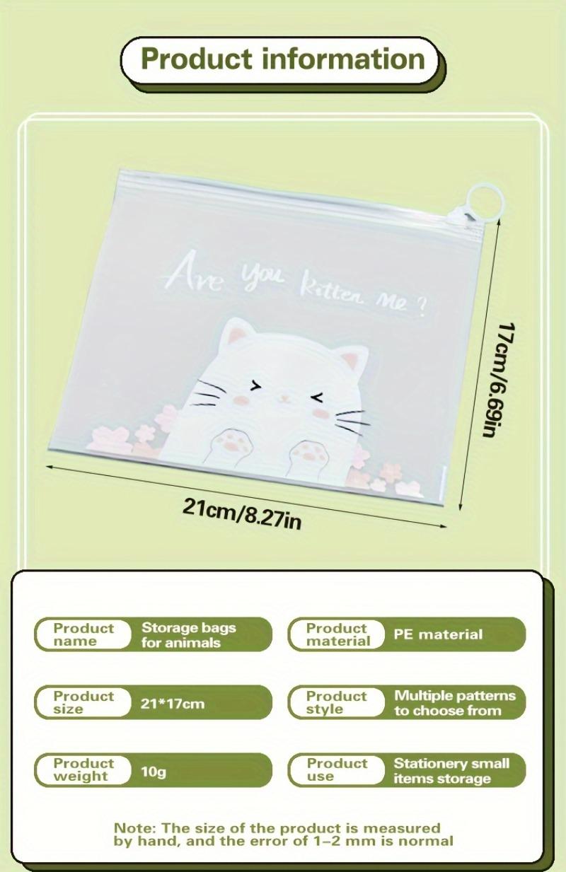 Product Introduction of 3PC Transparent A5 File Organizers - Cute Cartoon Cats, Large Capacity, Zipper Closure, Office Supplies 1