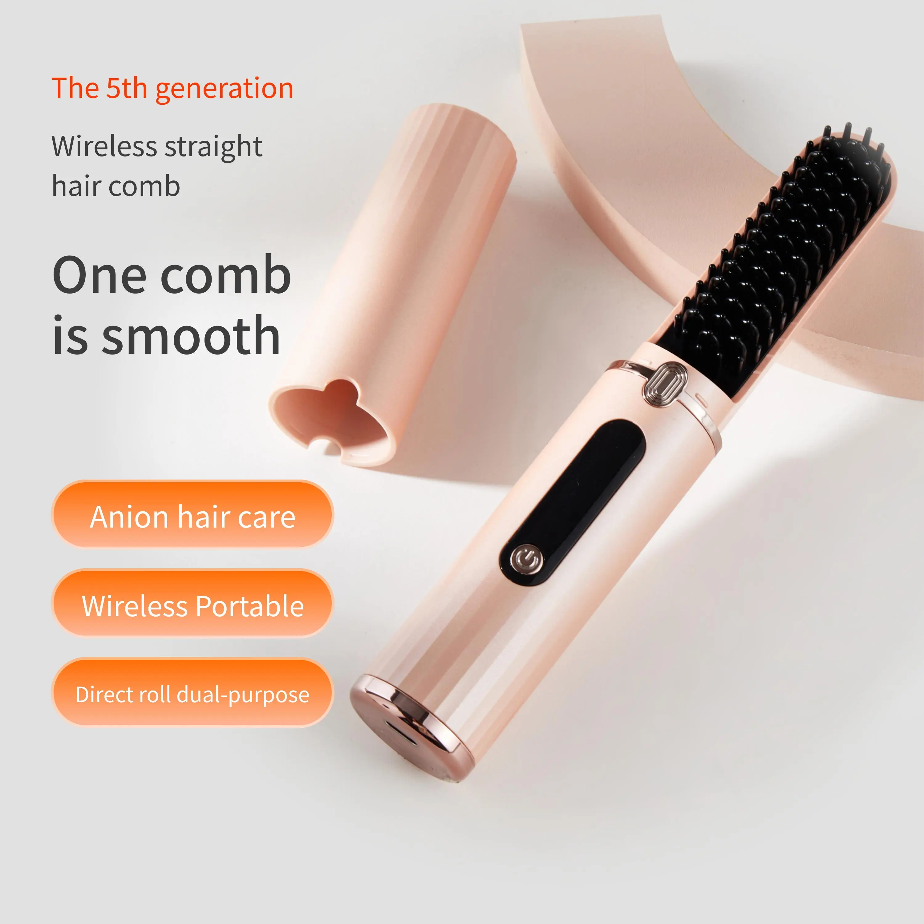 【UK seller】【Free Shipping with £20+】New rechargeable wireless hairstraightening comb for curly hair, portablemini straightening plate, negative ion non.harming power generation comb hairstraightener
