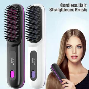 Cordless Hair Straightener Brush, 1 Piece Rechargeable Hair Straightening Brush, Anti-scald Hair Styling Tool for All Hair Types