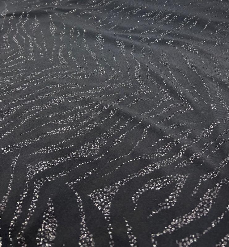 Black Animal Glitter ITY Fabric 2
