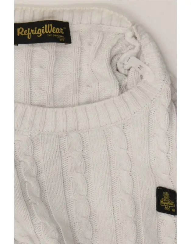 Pre-Owned Vintage REFRIGIWEAR Womens Crew Neck Jumper Sweater UK 12 Medium White Cotton 3