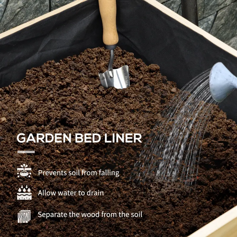 Wooden Planter Box with PE Greenhouse Cover and Bed Liner, Raised Garden Bed for Vegetables, Flowers, Herbs 4