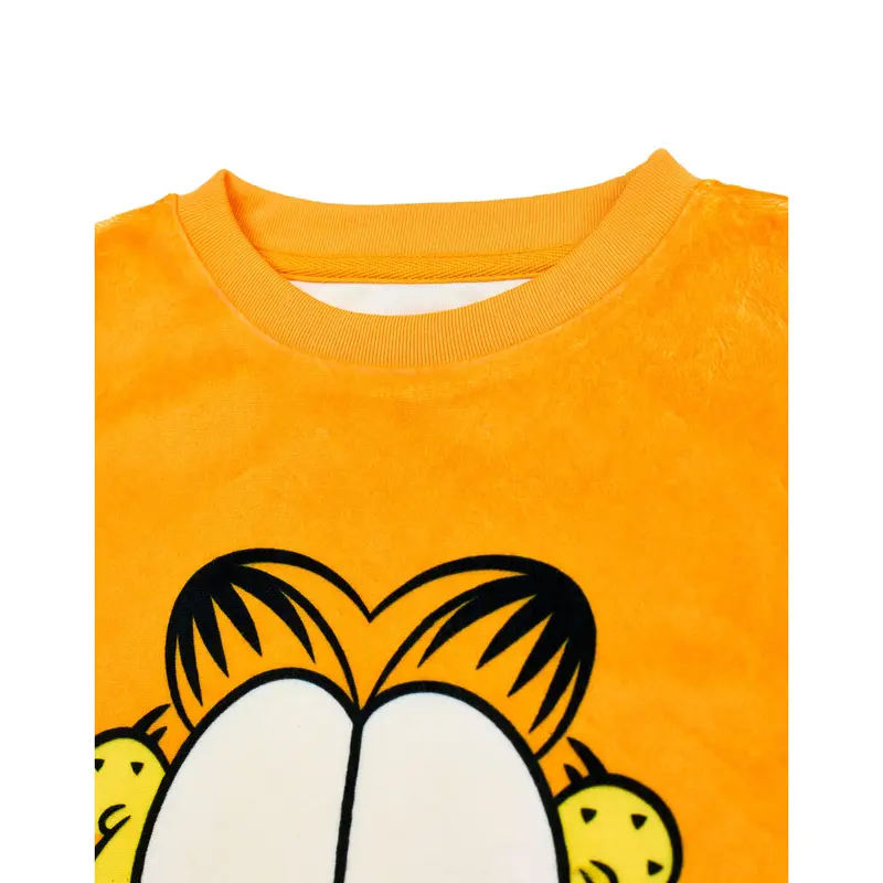 Vanilla Underground x Garfield Womens Orange Big Face Long Sleeve Long Leg Pyjama Set 4