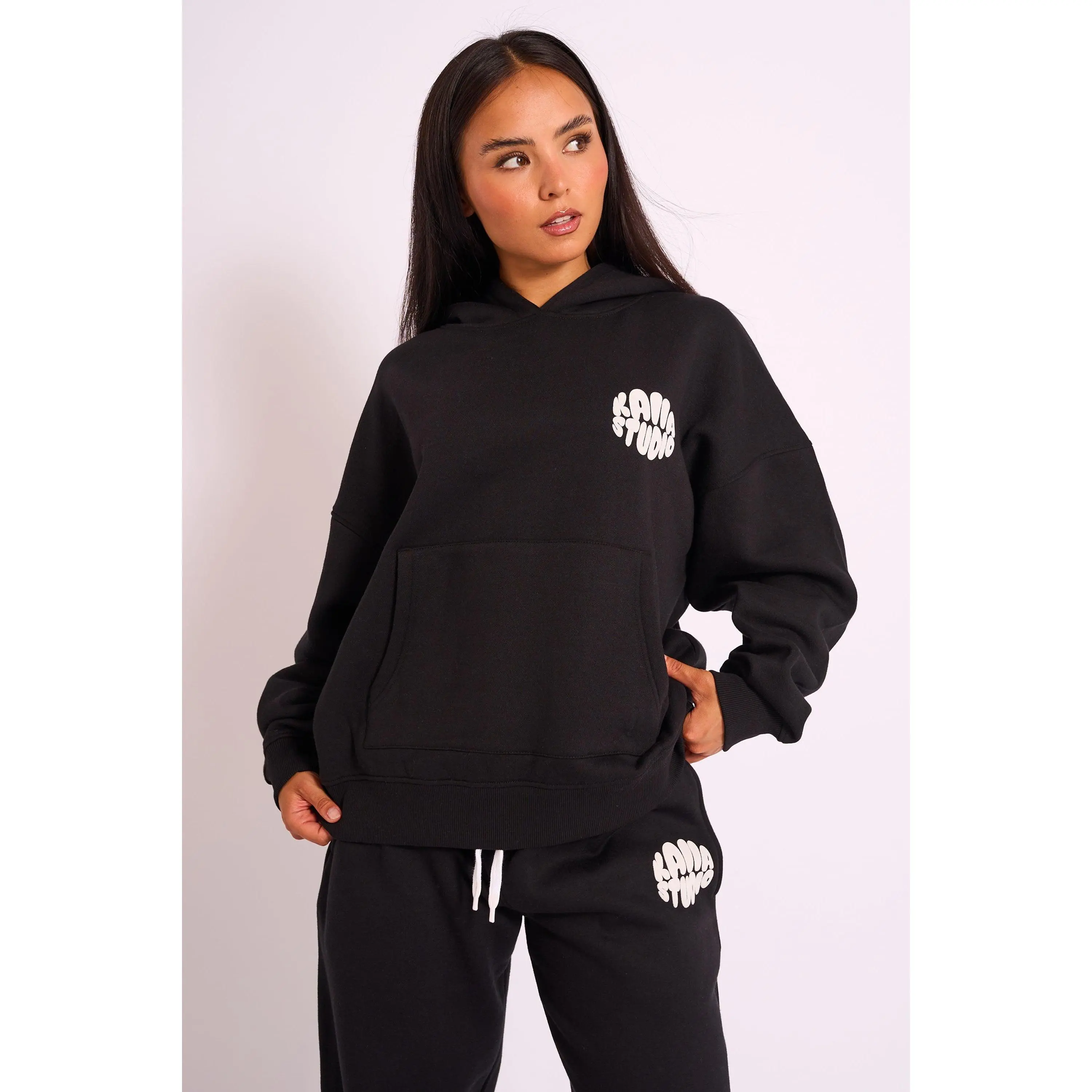 Kaiia Studio Bubble Logo Oversized Hoodie Black