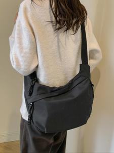 Women's Summer Fashion Plain Color Nylon Crossbody Bag, Casual Large Capacity Zipper Crossbody Bag for Work & Daily Used, Handbag Shoulder Bag