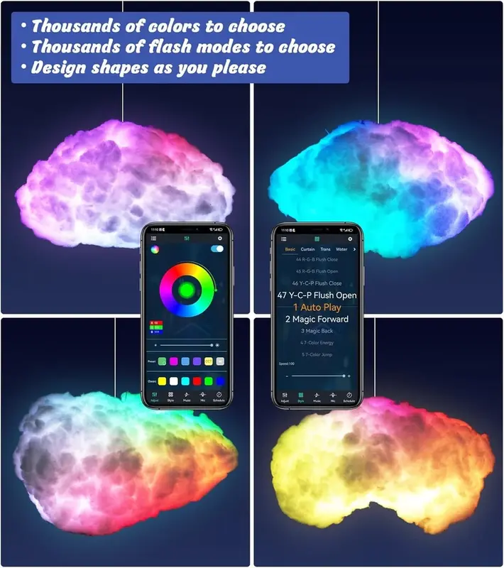 Thunder Smart LED 3D Huge Ceiling Cloud Light for Atmosphere and Sound Sync in Bedroom 4