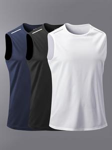 Men's Solid Color Tank Top, Casual Comfy Breathable Sleeveless Top for Gym Workout Running, Men's Summer Clothes