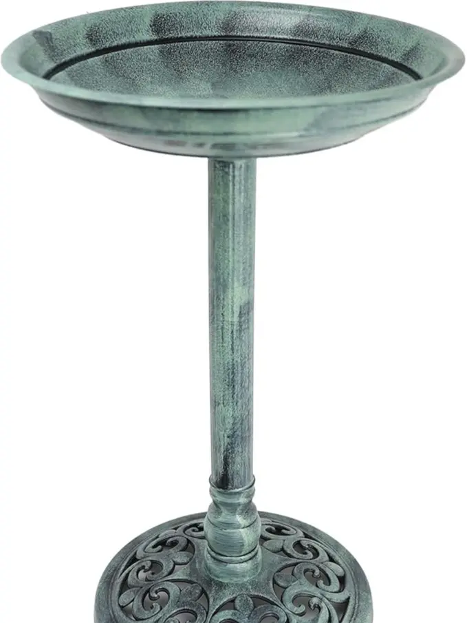 Bird Bath for Garden Freestanding Birdbaths Wild Birds Baths Feeder Bowl Pedestal Birdbath for Outdoors Patio Yard & Lawn Décor (Green Classic Bird Bath)