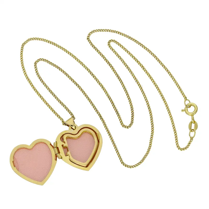 9ct Gold 4 Photo Heart Family Locket w White Gold Design on Chain 16 - 20 Inches 1