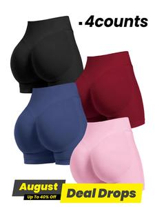 Women's Solid Color High Waist Boyshorts, Minimalist Basic Comfortable High Waisted Seamless Stretch Panty for Daily Wear, Ladies Underwear for All Seasons, Gym Shorts, Womenswear, Soft Breathable Knicker, Breathable Seamless Panties