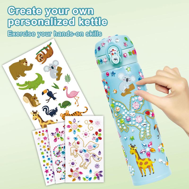 Product Introduction of [NovaHome] Unicorn Gemstone Sticker Sports Water Bottle - BPA Free Art and Craft Kit for Kids Age 6-12 Years Old, Leakproof and Decorate Your Own Water Bottle with Glitter Gems - Great Birthday, Valentines and Christmas Gift Idea for Children. 3