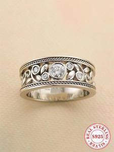 S925 Sterling Silver Fashion Artificial Gemstone Ring, Fashion Jewelry for Party, Daily Clothing Decor, Trendy All-match & Exquisite Jewelry for Gift