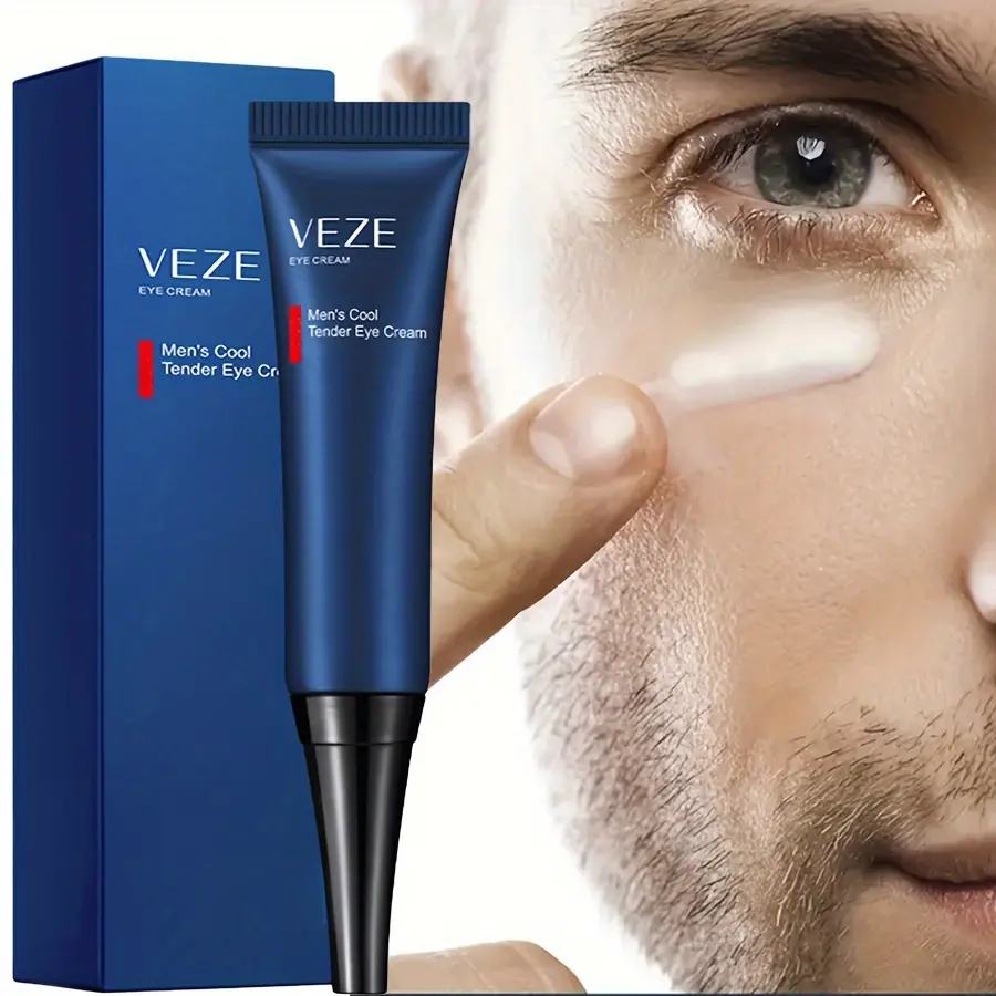 Unscented VEZE Men's Eye Cream with Glycerin & Vitamin E for All Skin Types - Moisturizing Formula with Alpha Hydroxy Acids for Firming Periocular Area & Reducing Dullness, Nourishing Eye Skin Care