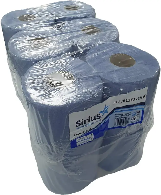 12 x Centre Feed Rolls Blue Tissue Paper Roll (2 Ply) 0