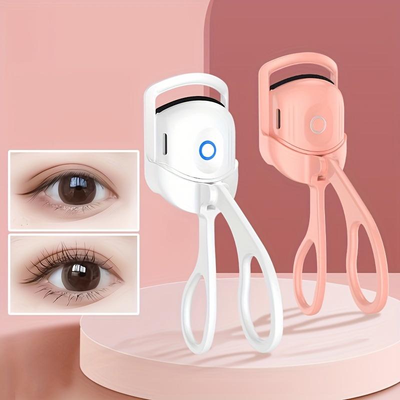 HGS    USB Rechargeable Electric Eyelash Curler - Compact, Lightweight, Ergonomic Design for Travel Touch-Ups, White & Pink Options, 150mAh Battery 1