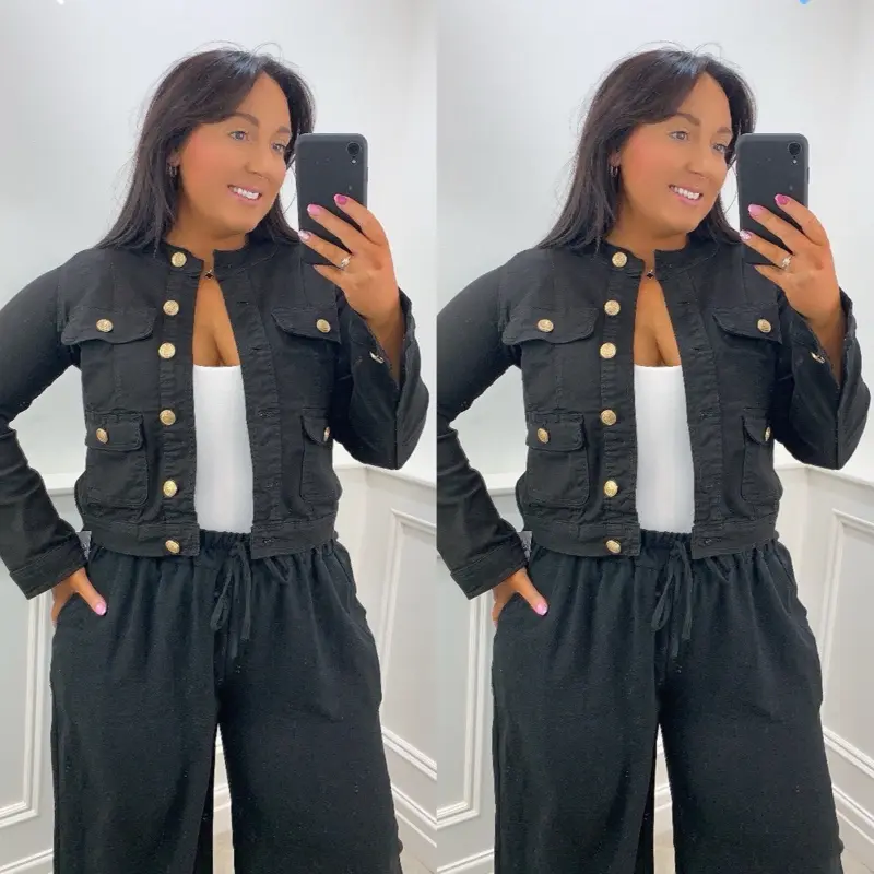 Giiii giiii  Button Stretch Denim Jacket 2