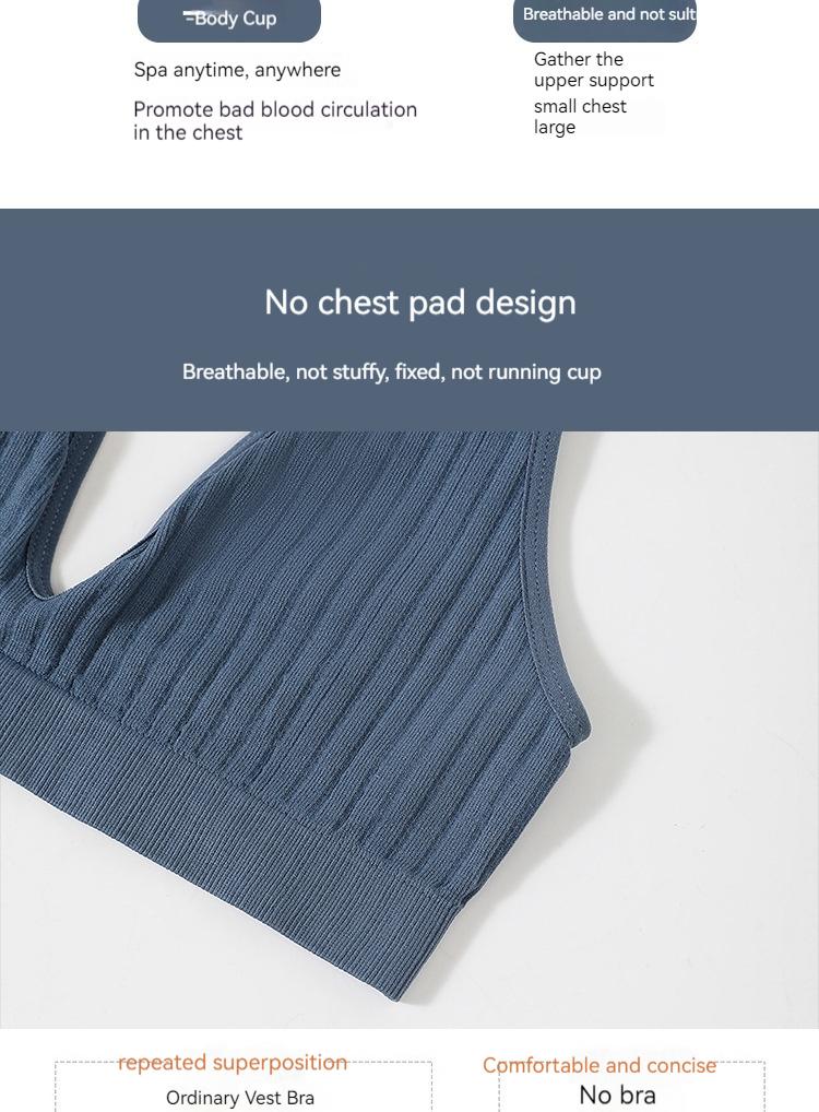 Product Introduction of French Cross Border Deep V Large Bra Women's Sports Bra Yoga Wrap Chest Traceless Back Non Marking Large Padded Bra 4