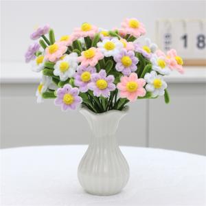40pcs Finished DIY Craft Chenille Stems Little Daisies Flower Bouquet for Party Wedding Home Decor(without vase)