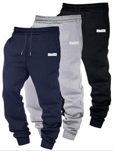 Men's Letter Patched Drawstring Waist Sweatpants, Casual Loose Pocket Jogger Pants for Spring & Fall, Fashion Men's Bottoms for Daily Wear