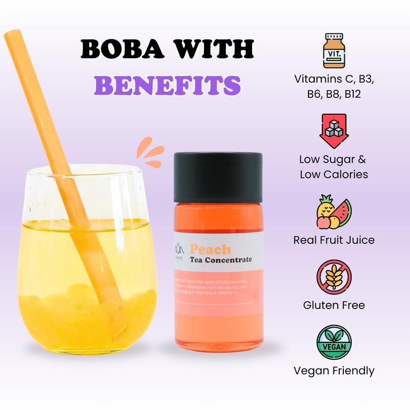 Bubble Tea Kit | Peach & Mango Fruit Tea with Popping Boba (serves 12) 3
