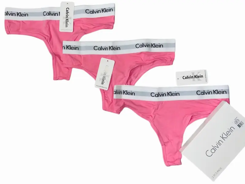 Calvin Klein Women's Thongs 3 in Pack – Pick Your Perfect Colors (Black, Red, Blue & Pink) Womenswear 4