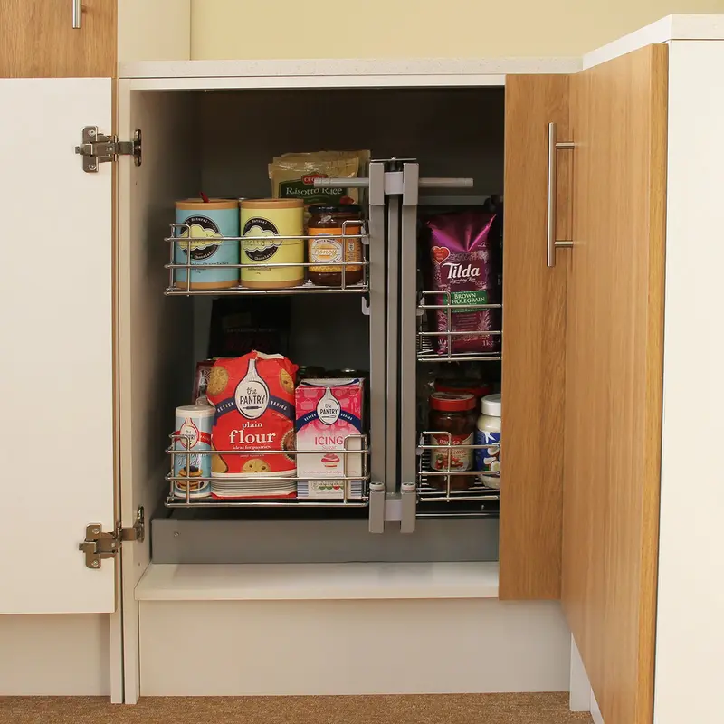 KuKoo Magic Corner Pull Out Kitchen Cupboard Drawers - Left Hand Metal Organiser 7