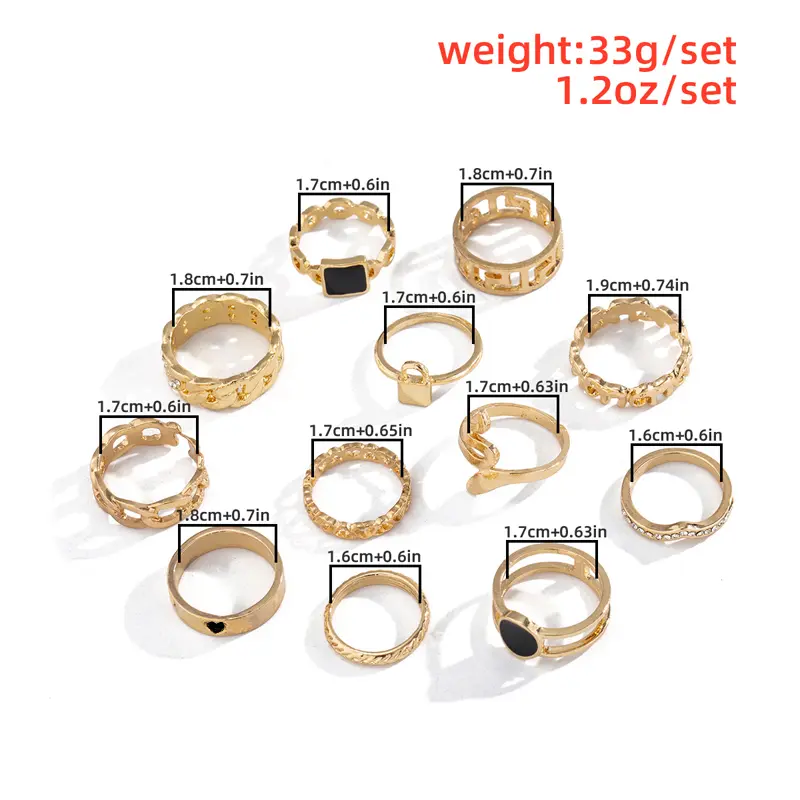 12Pcs Stackable Ring Set - 2025 Y2K Hip Hop Jewelry for Women | Minimalist Boho Finger Rings | Gold Silver Aesthetic Statement Accessories 4
