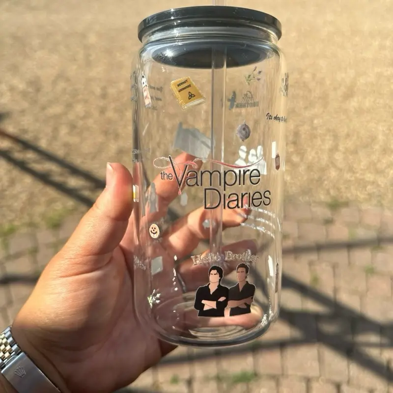 Vampire diaries glass cup 0
