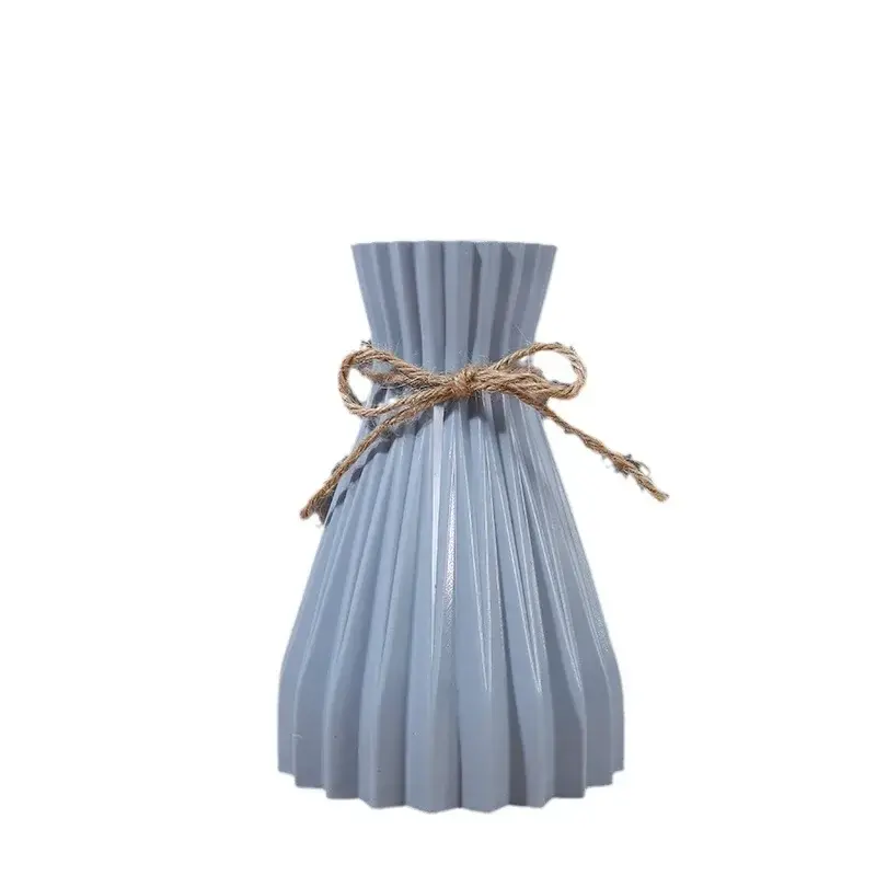 New Brand Plastic Vase Nordic Not Fragile Flower Vase White Imitation Ceramic Flower Pot Basket Decor for Flowers Home Decor 5