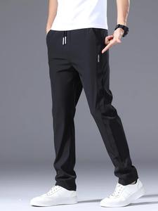 Men's Solid Color Zipper Pants, Regular Fit Casual Comfy Breathable Quick Drying Trousers for Daily Wear, Men's Bottoms for All Seasons