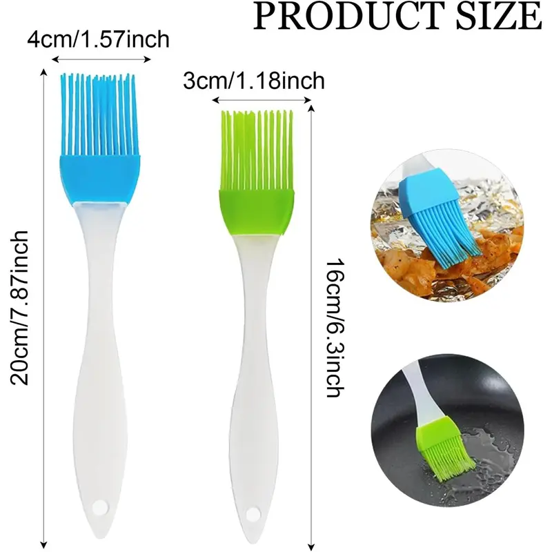 2 Pcs Silicone Pastry Brush Basting Brush Set,Heat Resistant Oil Brush,Pastry Brush Silicone,Cooking Baking Brush Set for Cooking Kitchen Baking Barbecue,Food Stirring, Baking Cooking(2 Size) Utensils Bbq Colorful Steak 1