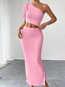 Two-piece Set Women's Solid Crop Tank Top & Skirt, Casual Fashion Cozy Outfits for Daily Outdoor Wear, Ladies Clothes for Summer