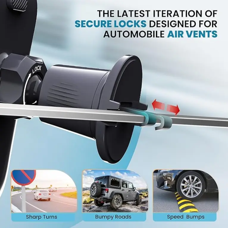 Car Phone Holder, Air Vent Phone Mount - 360° Rotation, One Button Release 1