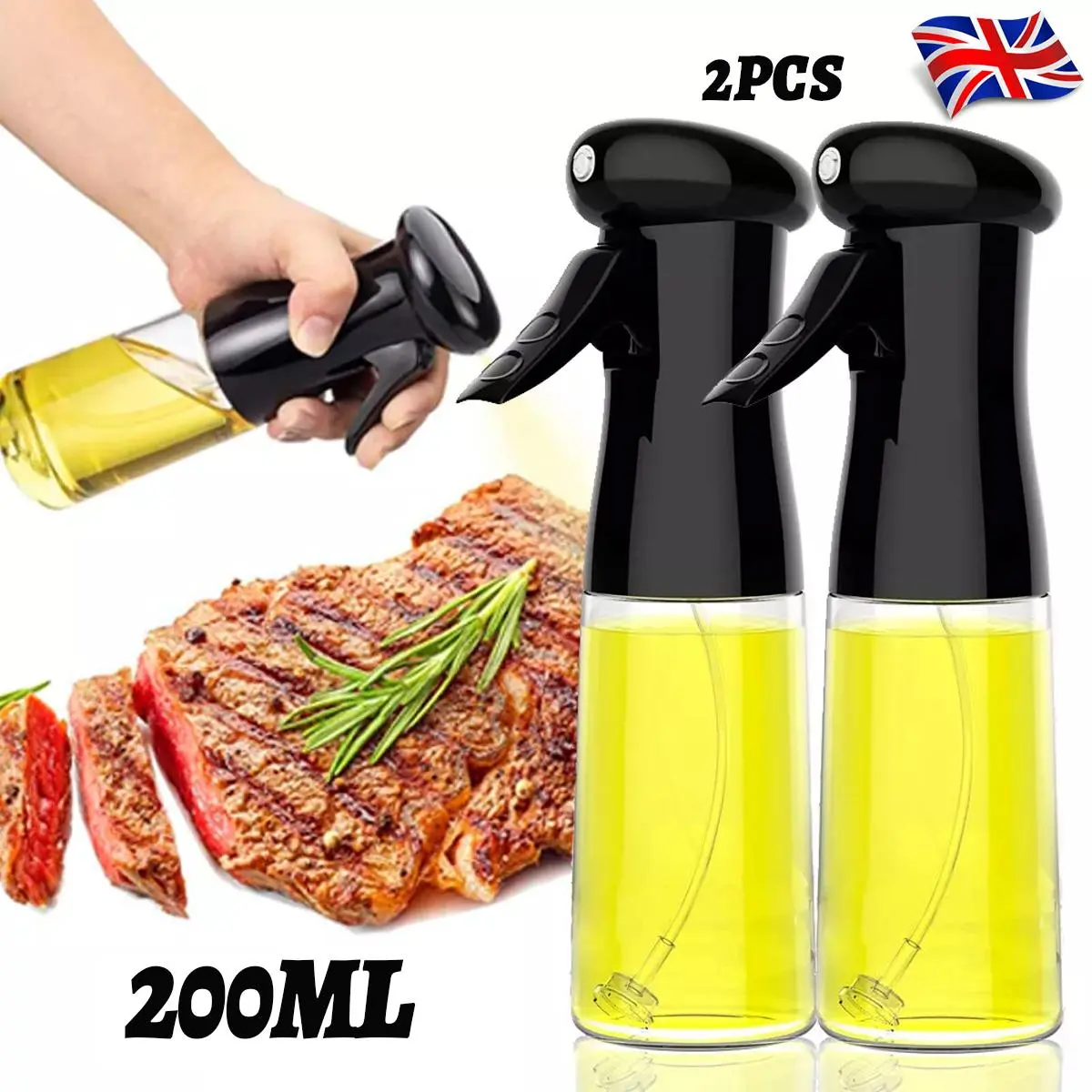 2PCS OLIVE OIL SPRAY BOTTLE OIL DISPENSER BBQ SPRAYER MISTER FOR AIR FRYER SALAD oil  dispenser