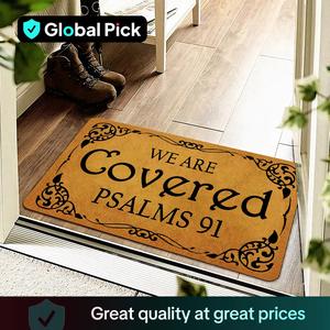Letter Pattern Door Mat, We Are Covered Psalms 91 Print Non-slip Floor Rug, Home Decorative Rugs, Decorative Mat for Home, Household Items, Contemporary Rugs, Home Decor, Machine Washable Rug