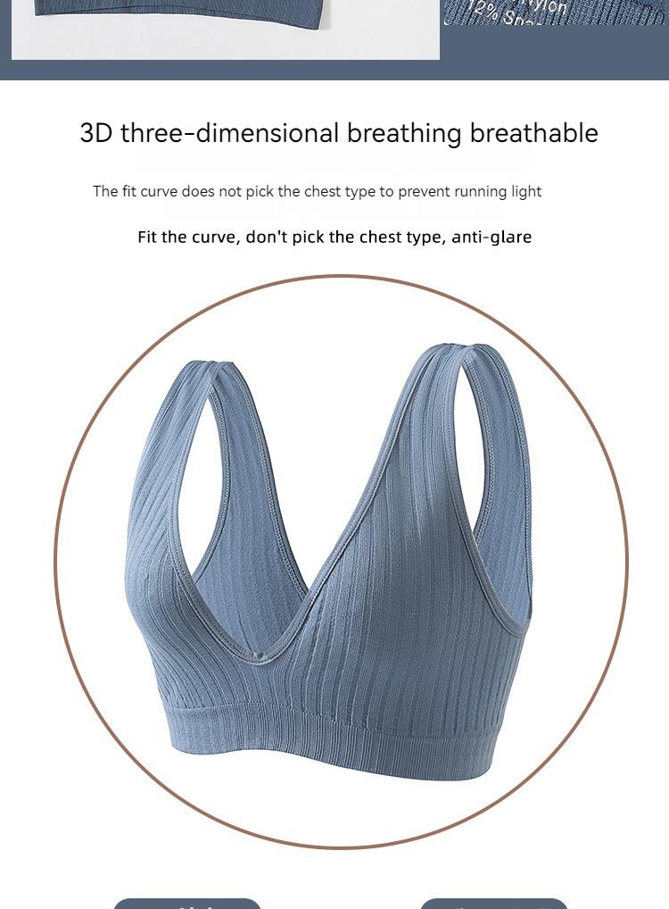 Product Introduction of French Cross Border Deep V Large Bra Women's Sports Bra Yoga Wrap Chest Traceless Back Non Marking Large Padded Bra 3