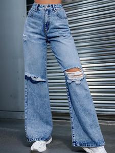 Women's High Waist Wide Leg Jeans, Loose Jeans for Women, Vintage Casual Street Chic Pocket Button Fly Denim Trousers, Ladies Bottoms for All Seasons, Ripped Jeans Touch, Womenswear, Baggy Jeans Curvy, Streetwear, Bootcut Denim Jeans