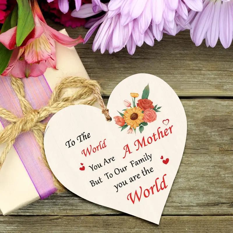 Happy Mothers Day Heart Signs Gifts from Daughter Son,I Love You Mum Handmade Wooden Heart Plaque Mummy Presents Happy Mothers Day Birthday Gifts Card for Best Mum Decor 7