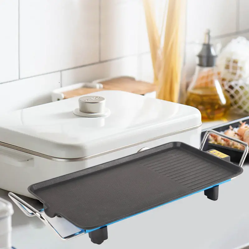 Non Stick Electric Grill Plate Barbecue Skewers Dish Party Buffet Pan Cookware 5