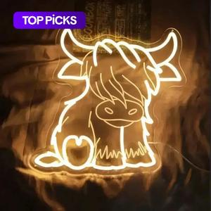 Highland Cow LED Neon Sign, Adjustable Brightness Wall-Mountable USB Powered Home Bedroom Party Decoration Christmas Gift Idea #TOP PICKS