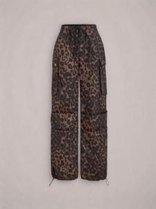 Women's Leopard Print Cargo Pants, Casual Fashion Trousers for Daily Wear, Ladies Casual Chic Bottoms for Summer, Casual Flap Pocket