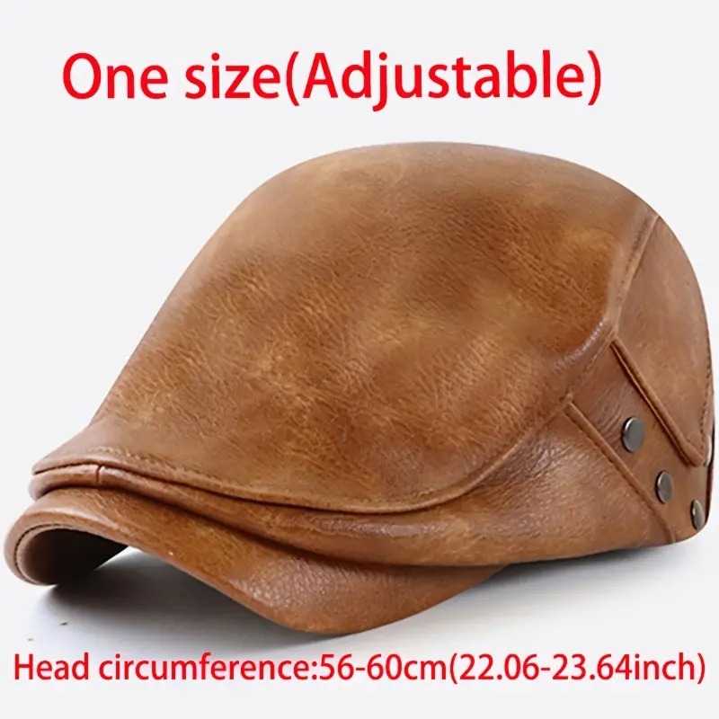 ZLEVO PU Washed Trucker Cap - Vintage Snapback with Adjustable Strap, Brown Faux Leather, Non-Slip Back, Hand Washable, Stylish for Men and Women, Casual Headwear | Adjustable Headgear | Durable Headwear