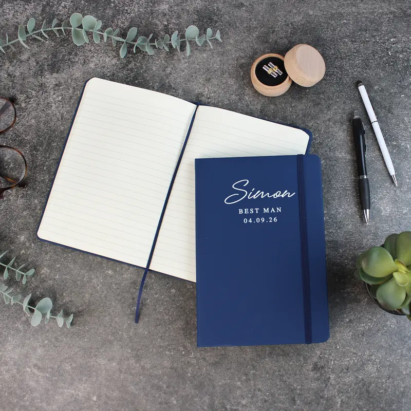Personalised Wedding Speech Book for Best Man, Father of the Bride Groom - Black A5 Lined Notebook 3