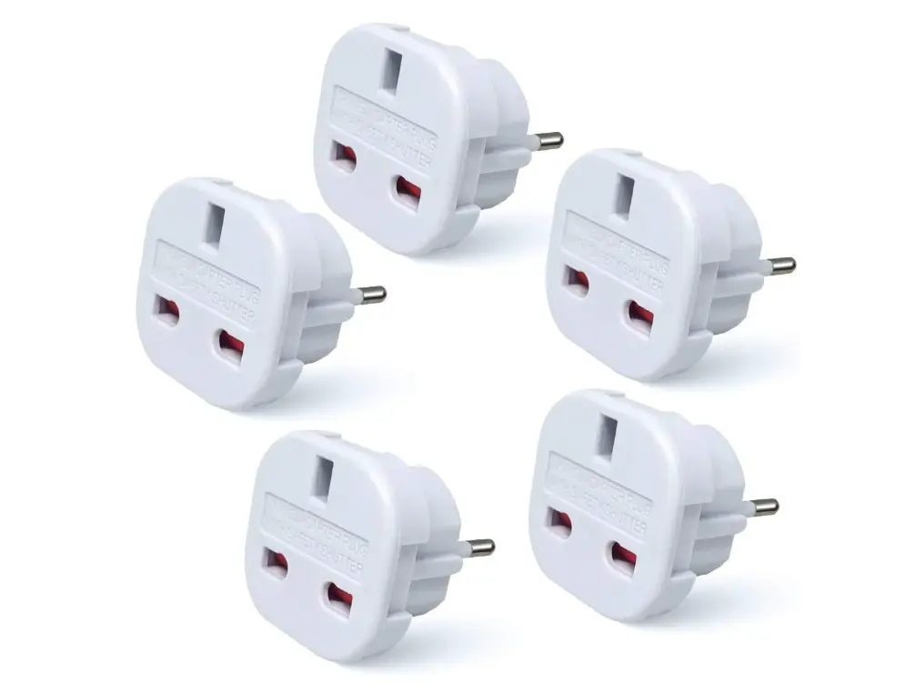 5 x UK to EU Europe European Travel Adapter suitable for France, Germany, Spain, Egypt, China - Refer to Product description for Country list